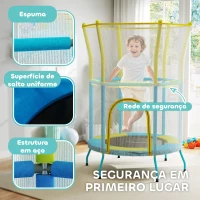 AIYAPLAY Trampolim para Crianças Ø140x190 cm com Rede de Segurança Barras Acolchoadas Carga 45 kg para Interior Multicolor(m-4)