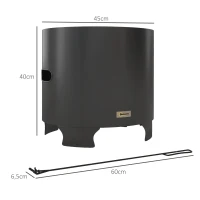 Outsunny Brasero sin humo para exteriores, redondo y portátil de metal con atizador - diámetro 45 cm - Negro(m-3)
