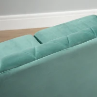 HOMCOM 2-Sitzer Sofa aus Holz und Samt Grün, Dicke Polsterung, Vintage Retro Design für 2 Personen, 148 x 72 x 76 cm(m-3)