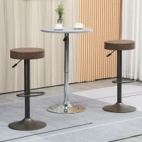HOMCOM Set 2 Barhocker, drehbar mit Fußstütze und Höhenverstellung, 35x36x64-85cm, Braun(m-2)