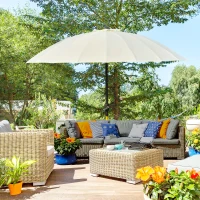 Outsunny Ombrellone Rettangolare da Giardino Inclinabile Rotondo Ø 2,5 m con 18 Stecche, Manovella, Asta in Metallo, Fibra di Vetro, Poliestere ad Alta Densità, Beige(m-2)