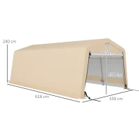 Outsunny Carpa de garaje para cochera 6,2x3,3x2,4 m acero galvanizado resistente PE alta densidad 150 g/m² impermeable anti-UV(m-3)