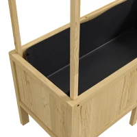 Outsunny Lecho elevado con techo, agujeros de drenaje, revestimiento de tela, resistente a la intemperie, madera de pino, 110x60x152 cm(m-4)