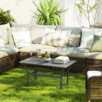 Outsunny Balkontafel Metaal met Lamellenontwerp Weerbestendig, Koffietafel, Tuintafel 91,5 x 55 x 45 cm Donkergrijs(m-7)