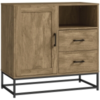 HOMCOM Mueble de Almacenamiento Buffet con 2 cajones compartimento abierto y estante ajustable 80x40x78 cm natural
