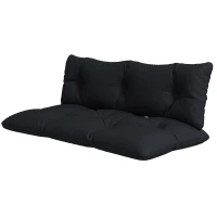 Outsunny Set 2 Gartenkissen für Sofas und Paletten aus Polyester mit Dicker Polsterung, Schwarz(m-1)