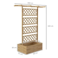 Outsunny Jardinera con enrejado cubeta de flores para plantas trepadoras, vegetales, flores en madera de pino pre-aceitada(m-3)