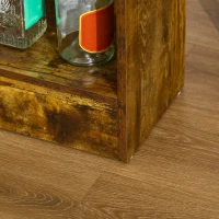 HOMCOM Ensemble de Salle à Manger avec Bar avec 3 Étagères et 2 Tabourets Hauts avec Repose-Pieds Style Industriel, Marron(m-4)