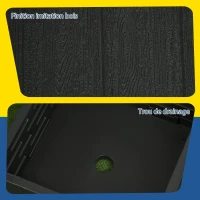 Outsunny Pie de sombrilla base de lestage mesa auxiliar jardinera con drenaje ruedas y asas PE y metal Negro(m-4)