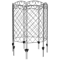 Outsunny Lote de 7 vallas de jardín decorativas de metal con ornamentos - 344x110 cm Negro(m-7)