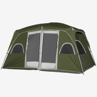 Outsunny Tente de Camping pour 4-8 Personnes avec 2 Chambres, 2 Poches et Fenêtres en Maille Imperméable 400x275x210 cm Vert