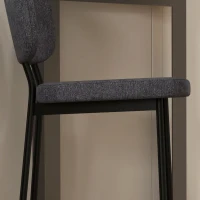 HOMCOM Conjunto de 2 Taburetes de bar sillas altas sillas de cocina con reposapiés y respaldo de tela de lino y acero(m-5)