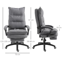 Vinsetto Silla de Oficina con Masaje Silla Ergonómica con Altura Ajustable Respaldo Reclinable Reposapiés Integrado y Control Remoto(m-3)