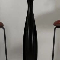 HOMCOM Table à Manger Ronde en Acier Revêtu de Poudre, MDF avec Mélaminé, Patins Antidérapants, 70 x 74 cm, Noir(m-5)