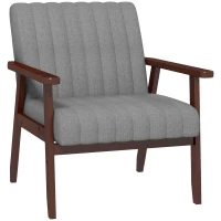 Fauteuil de chambre moderne HOMCOM rembourré en tissu et bois avec coutures tubulaires, gris(m-6)