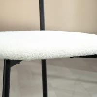 HOMCOM Set di 2 Sedie da Sala da Pranzo con Seduta Effetto Peluche, Schienale Curvo Effetto Legno, Crema(m-4)