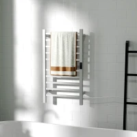 HOMCOM Sèche-Serviettes Électrique Smart à 10 Barres avec Minuterie et Écran LCD, en Acier Inoxydable, 45x11x80 cm, Blanc(m-3)