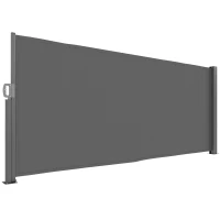 Outsunny Paravento Laterale Estensibile, Protezione Solare, con Staffa a Parete, 300x140cm, Grigio Scuro(m-1)