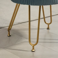 HOMCOM Pouf Aufbewahrung 13,5 L Wohnzimmerhocker Schminkhocker aus Samt mit Stahlbeinen, runder Fußhocker bis 110 kg(m-4)