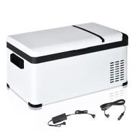 Outsunny Réfrigérateur Portable Électrique 20L 12 Volts avec Poignée et Écran LCD, 61x32x28.5cm, Blanc(m-6)