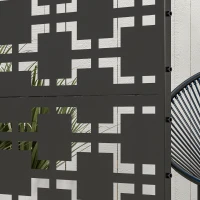 Outsunny Pannello Decorativo per la Privacy, Paravento da Esterno a Motivo Geometrico Traforato in Metallo, 122 x 45 x 198 cm, Nero(m-4)