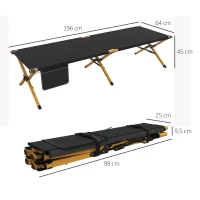 Outsunny Cama de Camping plegable en aluminio con bolsillo lateral - tela Oxford para playa, camping, jardín(m-3)