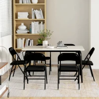 HOMCOM Set von 6 Klappbaren Stühlen mit Gepolsterter Sitzfläche aus Polyester und Stahlgestell, Schwarz(m-4)