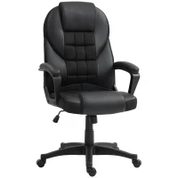 HOMCOM Sedia da ufficio, sedia da ufficio, con funzione basculante e seduta girevole a 360°, 65l x 69P x 110-120H cm, nero(m-1)
