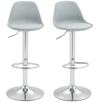 HOMCOM Set da 2 Sgabelli da Bar, Sgabelli Girevoli con Schienale, Regolabili in Altezza, fino a 120 kg di Portata, 42 x 38 x 82-104 cm, Grigio(m-5)