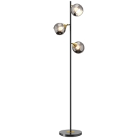 HOMCOM Lampara de pie salon en metal con 3 pantallas globales metal cromado 40W Ø 36 x 162H cm negro y gris