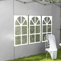 Outsunny Set di 2 Pannelli Laterali per Gazebo da 3 x 3 m/3 x 4 m, Pannello per Gazebo con Finestra, 295 x 195 cm, Grigio Chiaro(m-4)