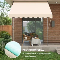 Outsunny luifel knikarm klemluifel zonwering zwengel balkon aluminium 3 x 1,5 m crème(m-4)