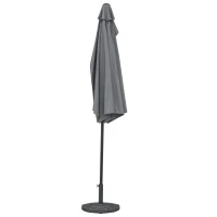 Outsunny Sonnenschirm Kurbelschirm Gartenschirm Schirm Marktschirm, Metall, halbrund, Grau+Schwarz(m-10)