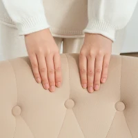 HOMCOM Samt Salonstuhl mit gepolsterter und geknöpfter Sitzfläche, 60x66x79 cm, Beige(m-4)