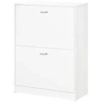 HOMCOM Scarpiera con 2 Ante Ribaltabili, 60L x 24P x 80H cm, Bianco(m-5)