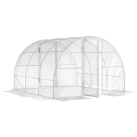 Outsunny Invernadero de jardín túnel 3x3x2 m 9 m² con puerta con bisagras cubierta de PE 150 g/m² para Verduras Plantas Flores(m-1)