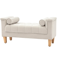 HOMCOM Banc rembourré, design vintage, 2 coussins, revêtement en Chenille, 115 x 44 x 58 cm, Beige
