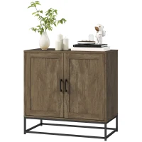 HOMCOM Aparador Mueble de Almacenamiento 2 puertas con estante interior ajustable en altura 80x40x78 cm Madera Natural(m-7)