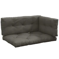 Outsunny Set de 3 Cojines de Jardín para Sofás y Palets en Poliéster con Relleno Grueso Gris Oscuro(m-1)