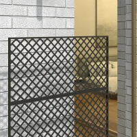 Outsunny Paraventi Divisorio per Esterni, Schermo in Metallo per Terrazza, Veranda, Giardino, Grata Rampicante Stellare, Acciaio, Nero(m-4)