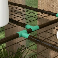 Outsunny Mini Serra da Giardino a 3 Livelli con Telo in Plastica, 2 Porte Avvolgibili, 6 Ripiani, 143L x 46l x 141/151H cm, Trasparente(m-3)