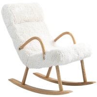 HOMCOM Poltrona Dondolo, Cuscino Regolabile, Imbottitura Morbida, 58x114x109 cm, Bianco