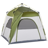 Outsunny Tienda de camping familiar 4 personas tienda cúpula impermeable ligera, ventilada fácil de montar pop-up 2,4x2,4x1,99 m