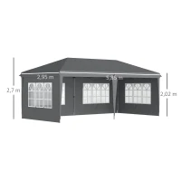 Outsunny Carpa pop-up plegable - tienda de recepción - 3x6 m 3 lados desmontables Gris(m-3)