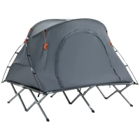 Outsunny Cama de Camping con Tienda Cama Plegable Elevada para 2 Personas Tienda de Campaña con Colchón de Aire Inflable 200x146x159 cm(m-6)