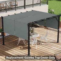 Outsunny Set mit 2 ausziehbaren Pergola-Ersatzdächern 4,9 x 1,2 m für 3 x 3 m Pergola, Polyester UV-Schutz dunkelgrau(m-2)