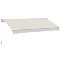 Outsunny Auvent Mural Ouverture Manuelle en Aluminium et Polyester UV50+ pour Extérieur avec Manivelle 200x295 cm Blanc Crème(m-1)