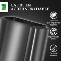 HOMCOM Cubo de basura 45L con 3 compartimentos de 15L tapa cubos extraíbles 3x15L Negro(m-4)