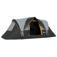 Outsunny Tenda da campeggio per 4 persone, Borsa per il trasporto, 4,55x2,2x1,8m, Grigio Chiaro/Nero