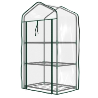 Outsunny Garten-Gewächshaus Regal 3 Ebenen Abmessungen 59L x 39B x 127H cm pulverbeschichtetes Metall Transparent Grün